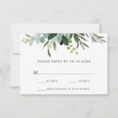 Eucalyptus groene blad bruiloft RSVP kaart (Voorkant)