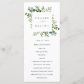 Eucalyptus groene blad bruiloftceremonieprogramma programmakaart (Voorkant)