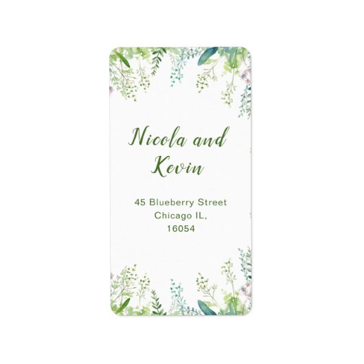 Eucalyptus Groene Bladeren Bruiloft Etiket (Voorkant)