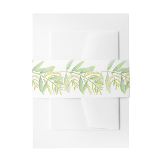 Eucalyptus groene bladeren crème bloem waterverf uitnodigingen wikkel (Voorkant Voorbeeld)