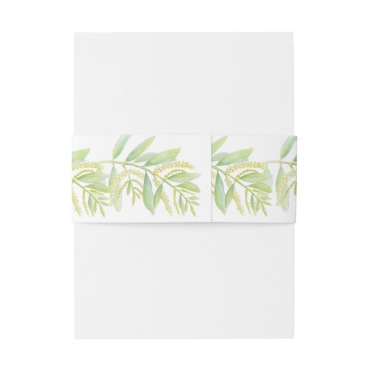 Eucalyptus groene bladeren crème bloem waterverf uitnodigingen wikkel (Achterkant Voorbeeld)