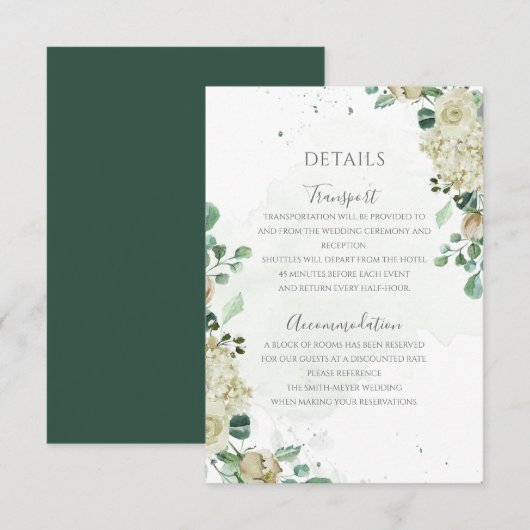 Eucalyptus Groene Bladeren Elegante Bloemige Trouw Informatiekaartje (Voorkant / Achterkant)