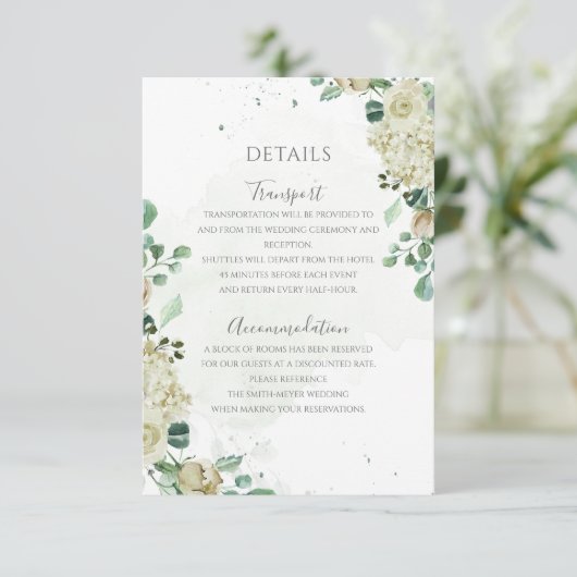 Eucalyptus Groene Bladeren Elegante Bloemige Trouw Informatiekaartje (Staand voorkant)