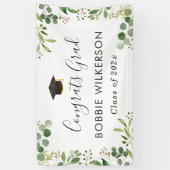 Eucalyptus groene bladeren Gefeliciteerd Afstudeer Spandoek (Verticaal)