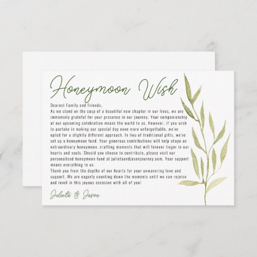 Eucalyptus Groene Bladeren Groene Huwelijksreis We Informatiekaartje (Voorkant / Achterkant)