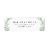 Eucalyptus Groene Bladeren Huwelijk Retouradres Etiket (Voorkant)