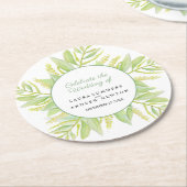 Eucalyptus groene bladeren waterverf aangepast bru ronde kartonnen onderzetter (Gebogen)