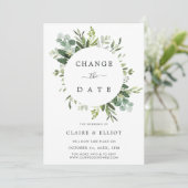 Eucalyptus Groene Bladeren Wijzig de Datum Trouwda Kaart (Staand voorkant)