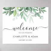 Eucalyptus groene bladermariage welkomstbord poster (Voorkant)