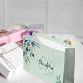 Eucalyptus groene bladmonogram initiaal groot cadeauzakje