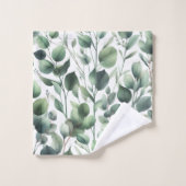 Eucalyptus groene bladprint Sot 3-delig Bad Handdoek (Wasdoekje)