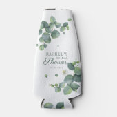 Eucalyptus Groene Bladwijze Script Bruidsdouche Flesjeskoeler (Voorkant)