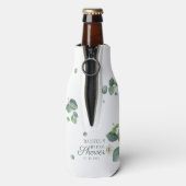 Eucalyptus Groene Bladwijze Script Bruidsdouche Flesjeskoeler (Fles Achterkant)