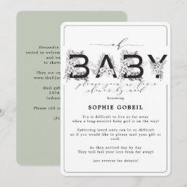 Eucalyptus groene bloem per post Baby shower Kaart