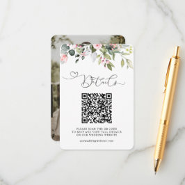 Eucalyptus Groene Bloemen QR Code & Foto Bruiloft Informatiekaartje