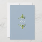 Eucalyptus Groene Bloemen Stof Blauw Monogram Trou Kaart (Achterkant)