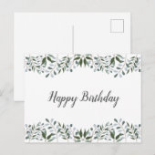 Eucalyptus Groene Bloemige Gelukkige Verjaardag Briefkaart (Voorkant / Achterkant)