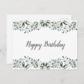 Eucalyptus Groene Bloemige Verjaardag Briefkaart (Voorkant / Achterkant)