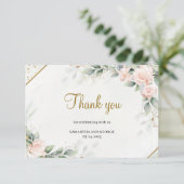 Eucalyptus Groene Bloesem Roze Bloem Goud Bedankt Informatiekaartje (Staand voorkant)
