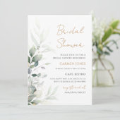 Eucalyptus Groene Boho Bruiloftsborrel Kaart (Staand voorkant)