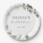 Eucalyptus Groene Boho Rustieke Bruidsdouche Papieren Bordje (Voorkant)