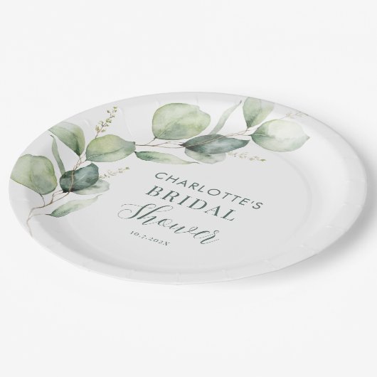 Eucalyptus Groene Botanische Bruidsdouche Papieren Bordje (Gekanteld)