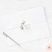 Eucalyptus Groene Botanische Bruiloftsborrel Ronde Sticker (Envelop)