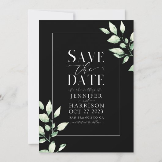 Eucalyptus Groene Botanische Groene Save the Date Kaart (Voorkant)
