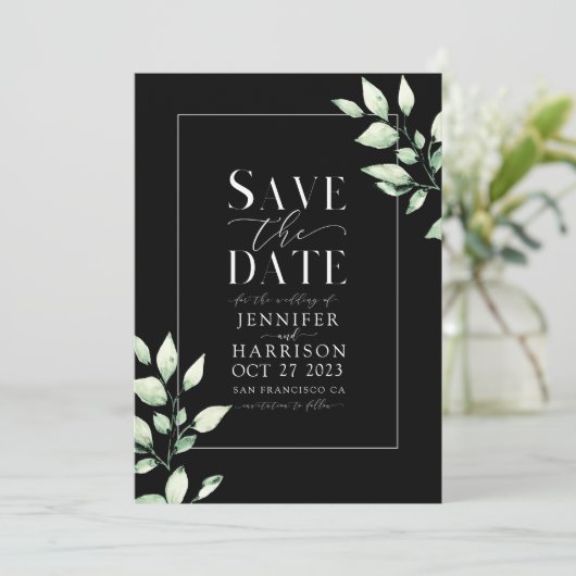 Eucalyptus Groene Botanische Groene Save the Date Kaart (Staand voorkant)