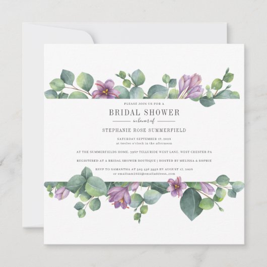 Eucalyptus Groene Botanische Script Bruidsdouche Kaart (Voorkant)