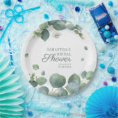 Eucalyptus Groene Bruidsdouche Waterverf Papieren Bordje (Feest)