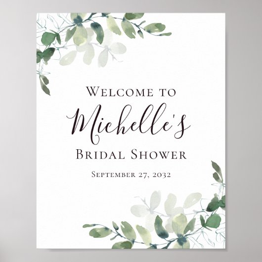 Eucalyptus groene bruidsdouche welkom poster (Voorkant)