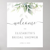 Eucalyptus Groene Bruidsdouche Welkomstbord Poster (Voorkant)