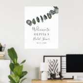 Eucalyptus groene bruidsdouche welkomstbord poster (Thuiskantoor)