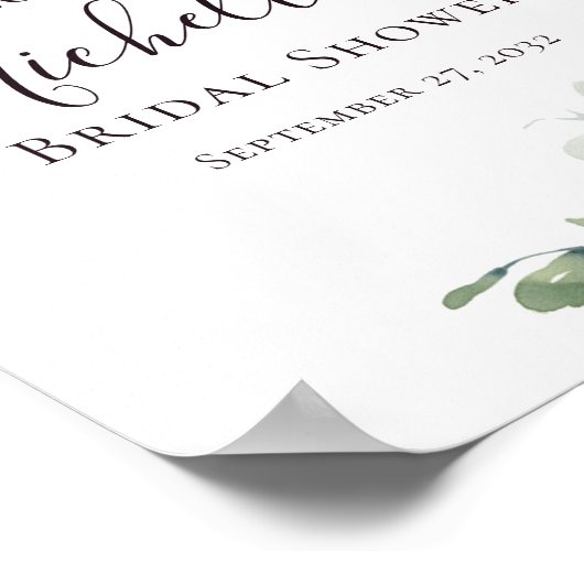 Eucalyptus groene bruidsfeest begrroeting poster (Hoek)