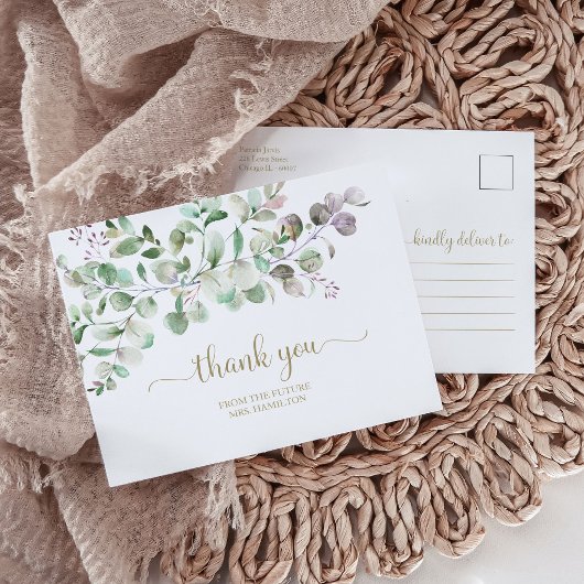 Eucalyptus Groene Bruidsfeest Dankkaart Briefkaart