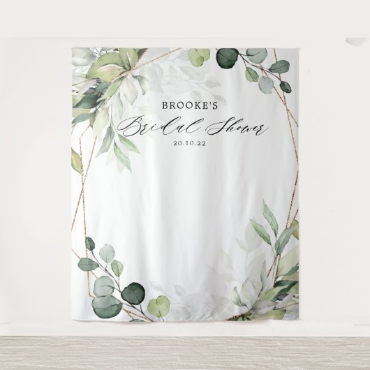 Eucalyptus Groene Bruidsfeest Fotobackdrop  Wandkleed (Voorkant)