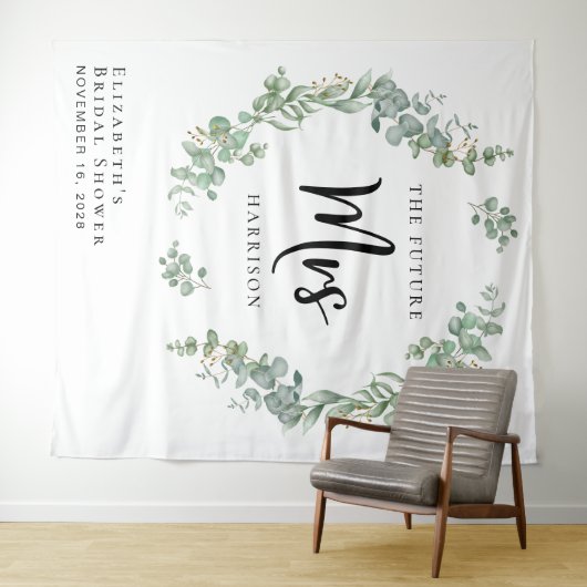 Eucalyptus Groene Bruidsfeest Fotocabine Wandkleed (In Situ (horizontaal))