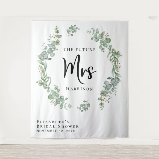 Eucalyptus Groene Bruidsfeest Fotocabine Wandkleed (Voorkant)