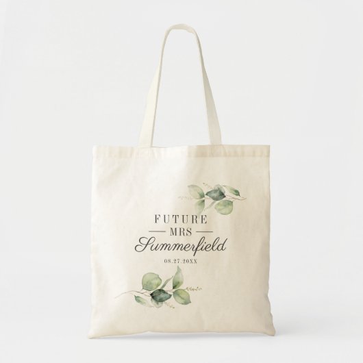 Eucalyptus Groene Bruidsfeest Toekomstige Mevrouw  Tote Bag (Voorkant)