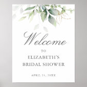 Eucalyptus Groene Bruidsfeest Verwelkomingsbord Poster (Voorkant)