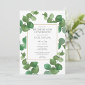 Eucalyptus Groene Bruidsmeisjes Luncheon Kaart (Staand voorkant)