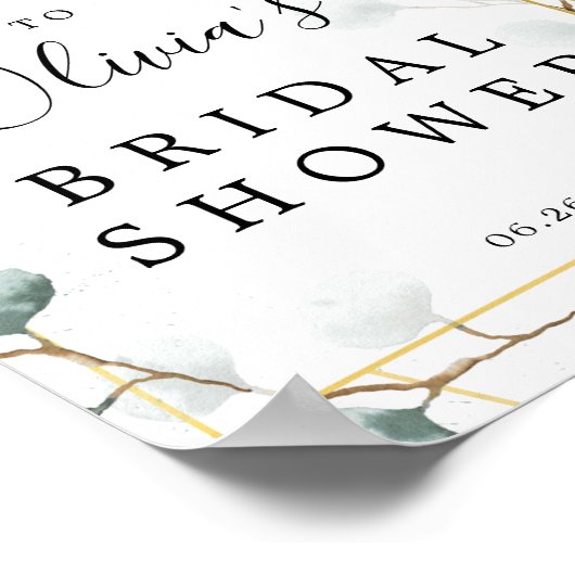 Eucalyptus groene bruidsontvangstbord poster (Hoek)