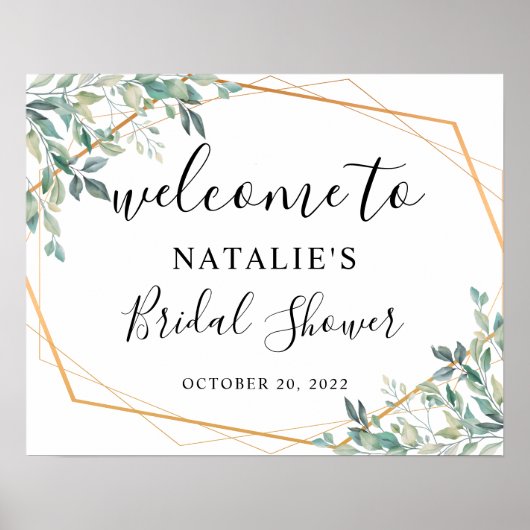 Eucalyptus Groene Bruidsontvangstbord Poster (Voorkant)