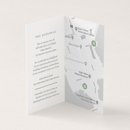 Eucalyptus groene bruiloft details schema kaart (Binnen)