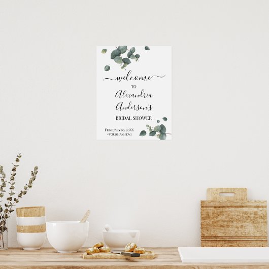 Eucalyptus groene bruiloft feest welkom bord poster (Keuken)