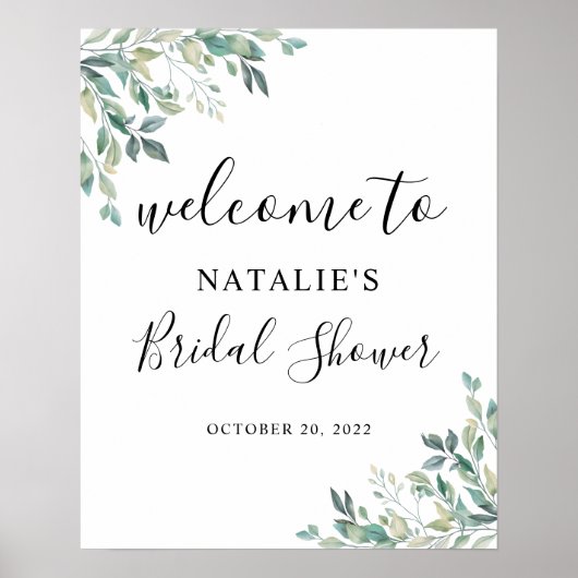 Eucalyptus Groene Bruiloft Ontvangstbord Poster (Voorkant)
