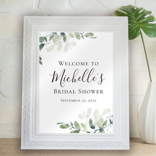 Eucalyptus groene bruiloftsborrel welkom poster