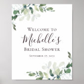 Eucalyptus groene bruiloftsborrel welkom poster (Voorkant)