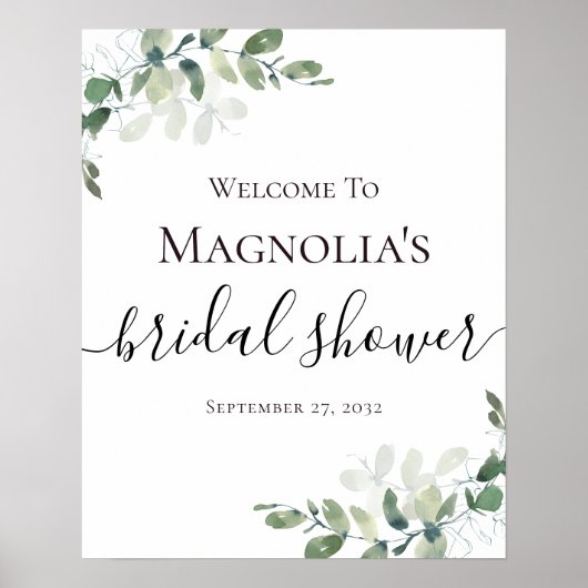 Eucalyptus groene bruiloftsborrel welkomstbord poster (Voorkant)